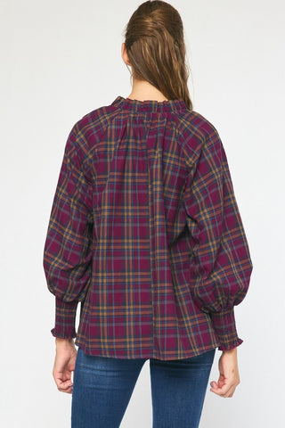 Pretty in Plum Plaid Shirt - Livie James Boutiqueshirt