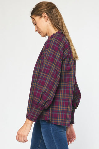 Pretty in Plum Plaid Shirt - Livie James Boutiqueshirt