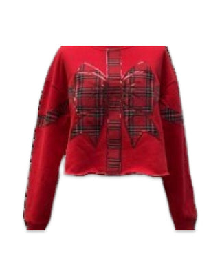 Queen of Sparkles Red Plaid Bow Sweatshirt - Livie James Boutiqueshirt