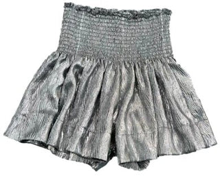 Queen of Sparkles Silver Wavy Swing Shorts - Livie James BoutiqueShorts