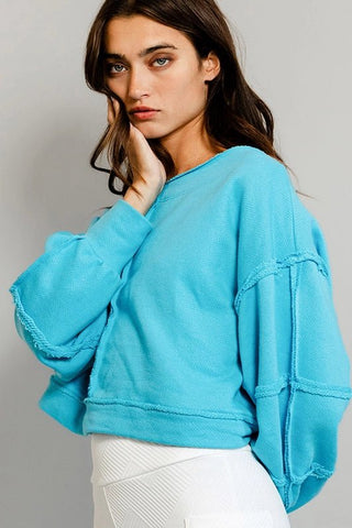 Raw Edge Crop Sweatshirt - Livie James Boutiqueshirt