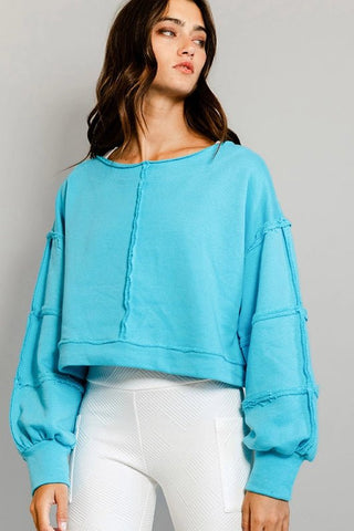 Raw Edge Crop Sweatshirt - Livie James Boutiqueshirt