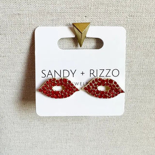 Red Rhinestone Lips Stud Earrings - Livie James Boutiqueearrings