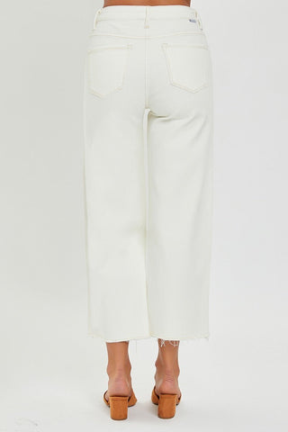 Risen Cream Wide Leg Cropped Jeans - Livie James BoutiqueJeans