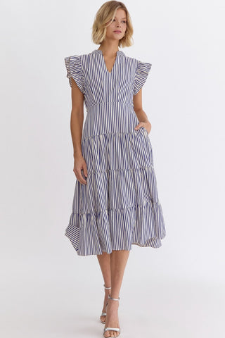 Savannah Striped Midi Dress - Livie James Boutiquedress