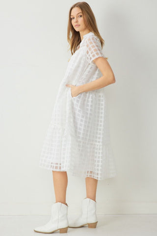 Sheer Grid Midi Dress - Livie James Boutiquedress