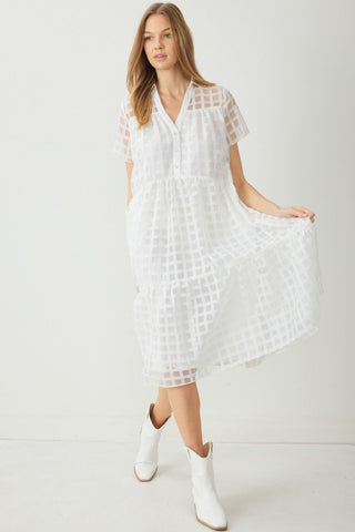 Sheer Grid Midi Dress - Livie James Boutiquedress