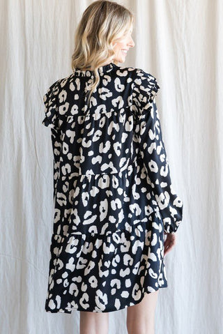 Snow Leopard Tiered Dress - Livie James Boutique