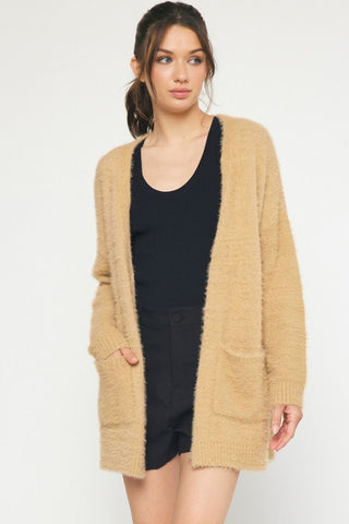Taupe Open Front Cardigan - Livie James Boutiquesweater