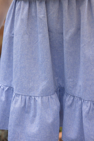 Textured Blues Tiered Dress - Livie James Boutiquedress