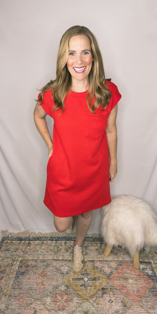 Textured Pocket Dress - Livie James Boutiquedress