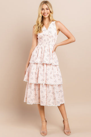 Whimsical Floral Tiered Midi Dress - Livie James Boutiquedress