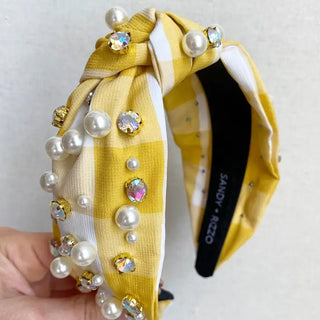Yellow Gingham Headband - Livie James Boutique